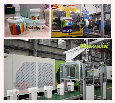 IML paint bucket molding line